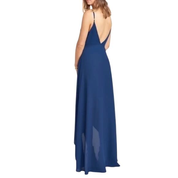 Olive + Oak Wrap Hi Low Dress Blue Size Medium NWOT - Picture 7 of 11